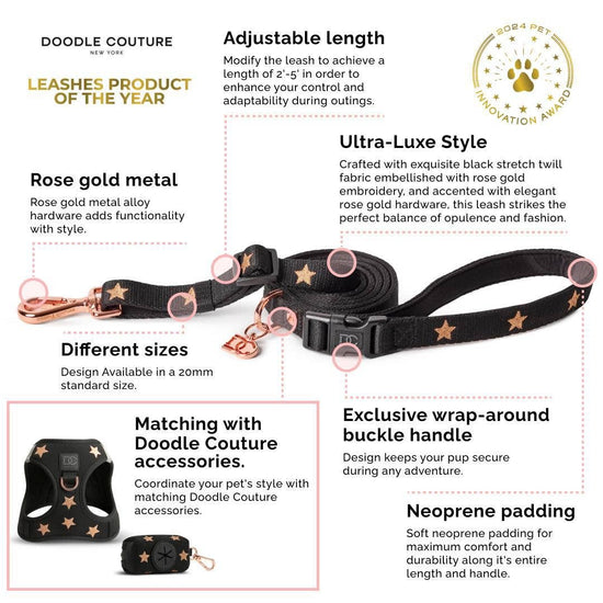 Load image into Gallery viewer, Doodle Couture, New York - Secure-In-Place Dog Leash - Steel Image
