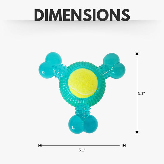 Load image into Gallery viewer, Jojo Modern Pets - Eco-Friendly TPR 3-Bone Tennis Ball Squeak Chew Dog Toy Image
