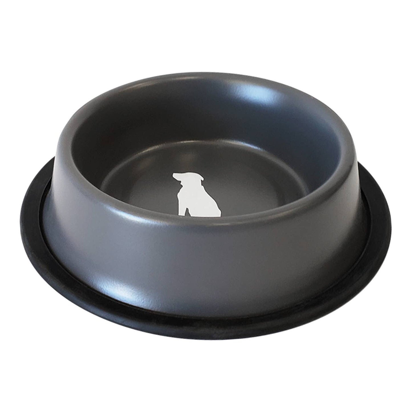 Jojo Modern Pets - Nonskid Stainless Steel Dog Bowl with Dog Print - Matte Gray Image