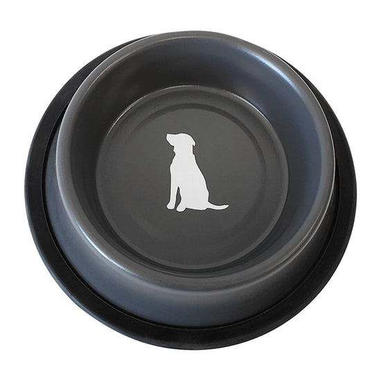 Jojo Modern Pets - Nonskid Stainless Steel Dog Bowl with Dog Print - Matte Gray Image