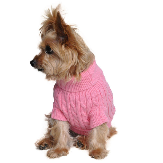 Doggie Design - Combed Cotton Cable Knit Dog Sweater - Candy Pink Image