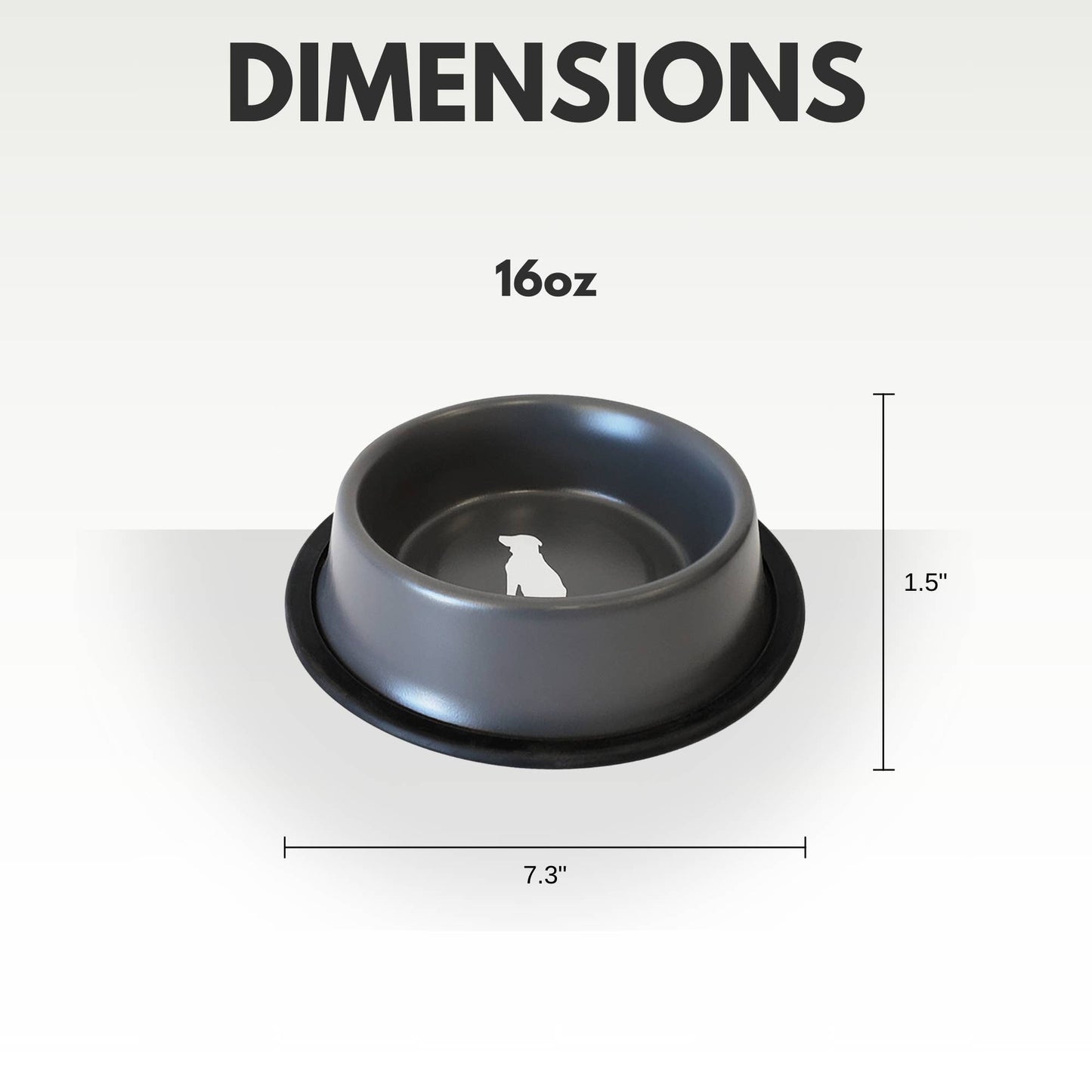 Jojo Modern Pets - Nonskid Stainless Steel Dog Bowl with Dog Print - Matte Gray Image