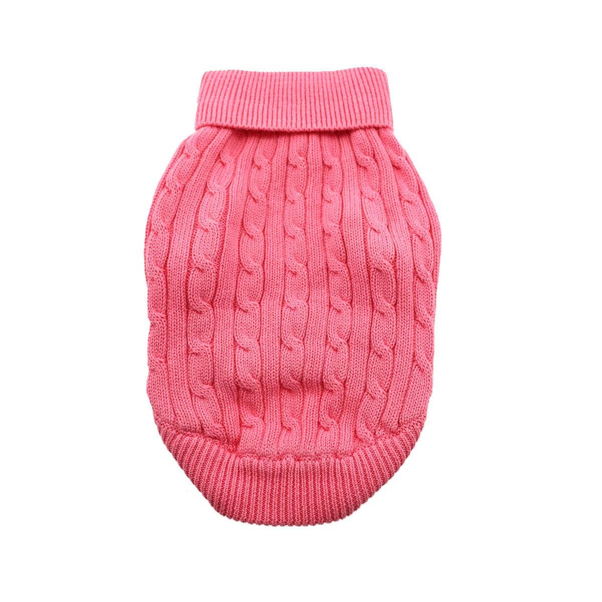 Doggie Design - Combed Cotton Cable Knit Dog Sweater - Candy Pink XX-Small Image