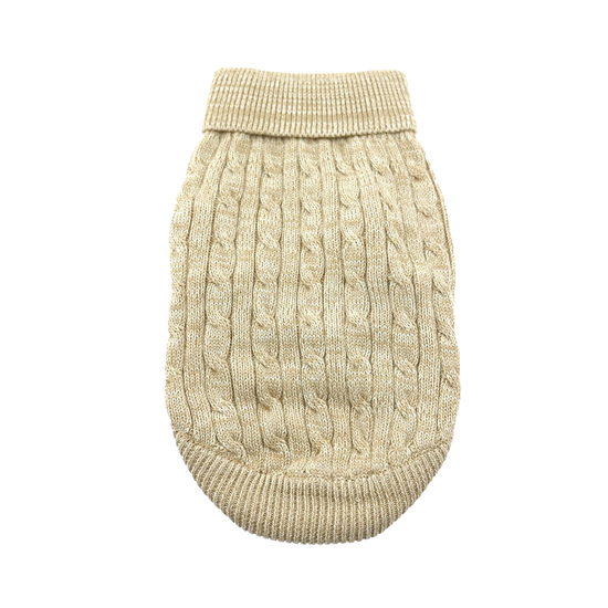 Doggie Design - Combed Cotton Cable Knit Dog Sweater - Oatmeal XX-Small Image