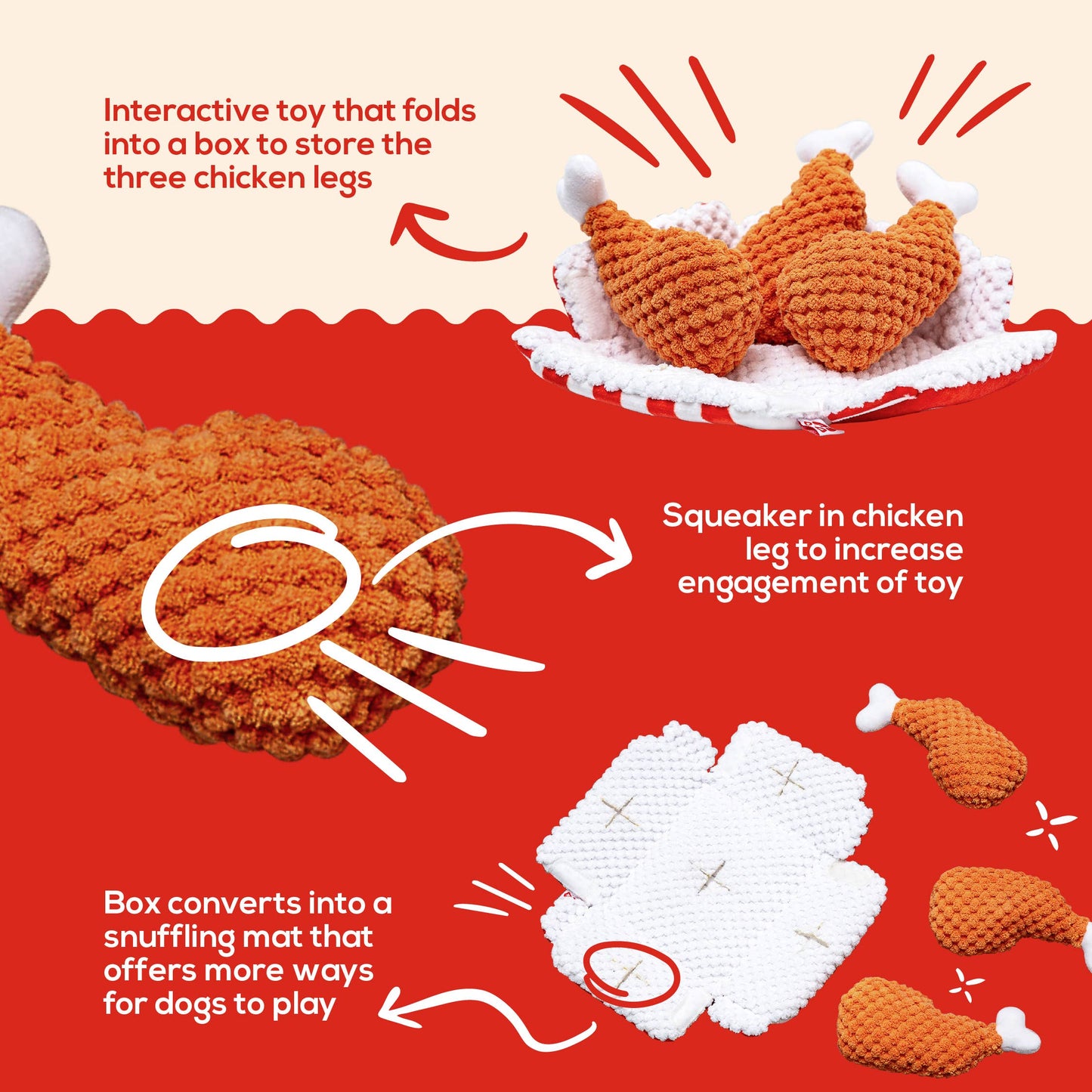 PAWTY Dog Toys - PAWTY Fried Chicken Interactive Snuffle Mat Dog Toy  Image