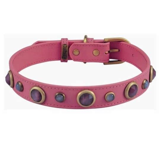 Dosha Dog - Imperial Dog Collar/Leash  -  Pink, Cat Eye Gemstones  Image