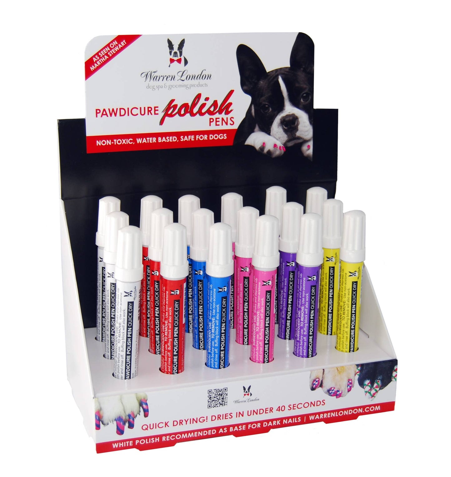 Warren London Dog Products - Cardboard Display with 18 Nail Polish Pens - Basic Colors  Image